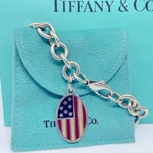 Tiffany & Co Oval USA Flag 9-11 Charm Bracelet